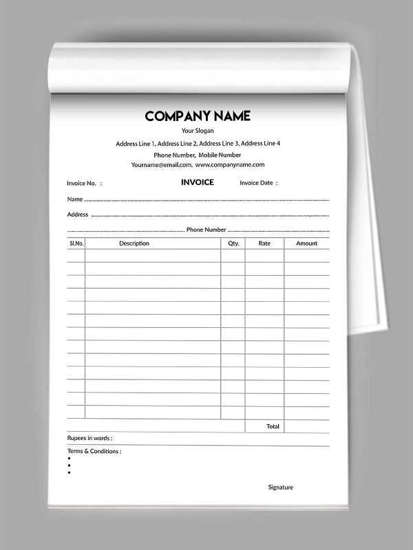 Custom Advocate Bill Book Design