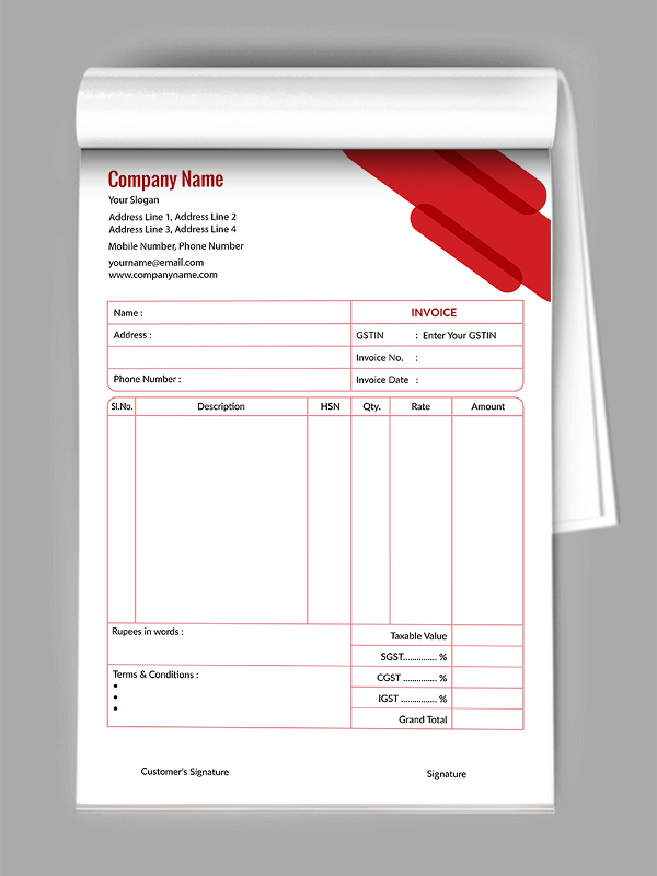 Custom Professional Bill Book