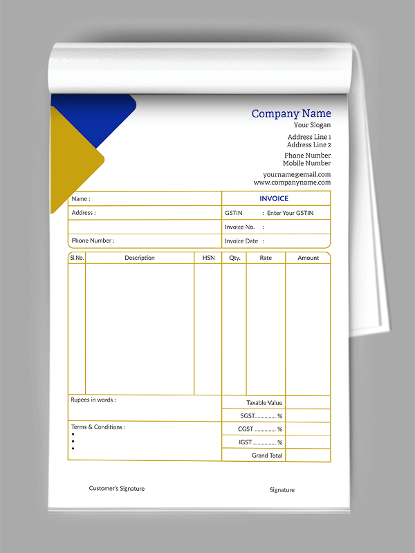Custom Electrician Bill Book