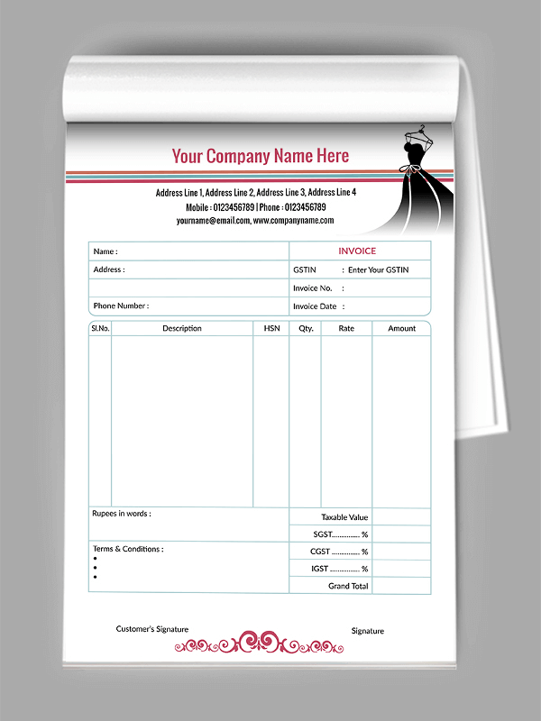 Custom Premium Bill Book
