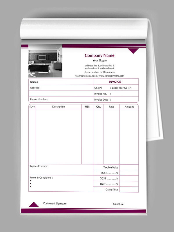 Custom Simple Bill Book