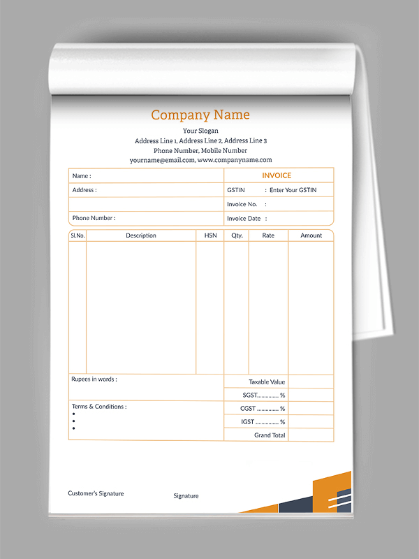 Custom Furniture Bill Book