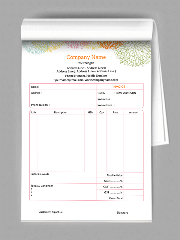 Custom Florist Bill Book