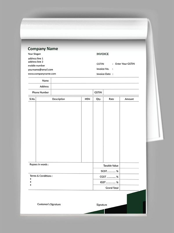Custom Construction Bill Book