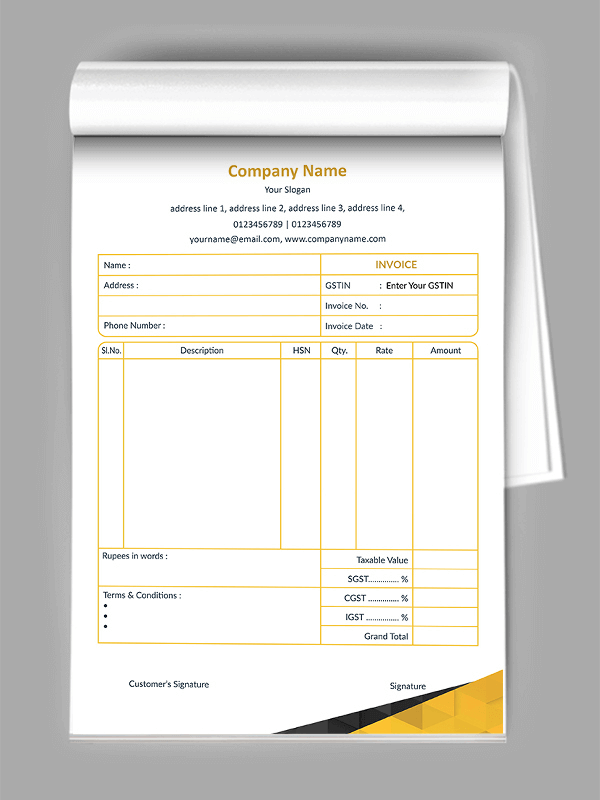 Custom Pattern Bill Book