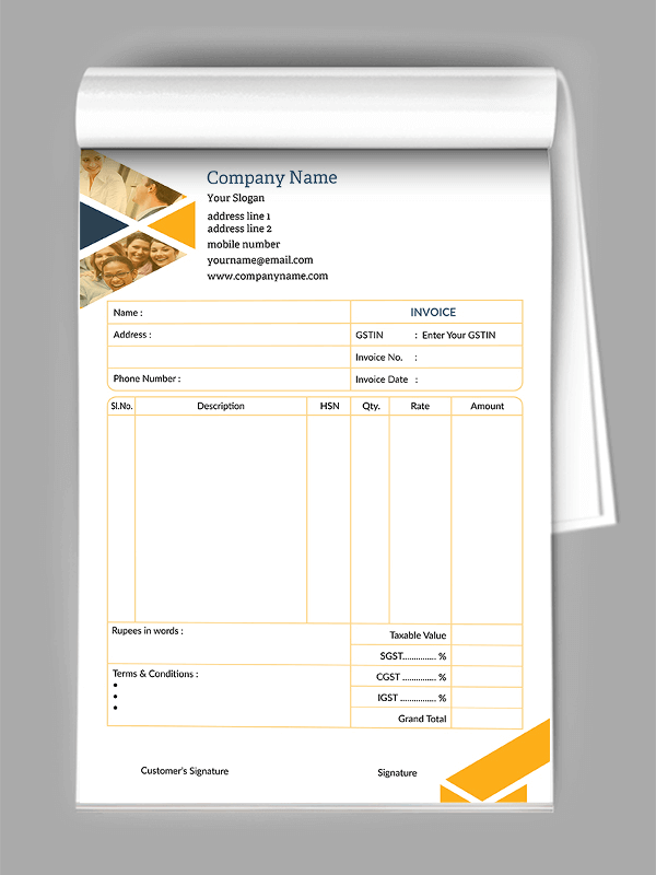 Custom professional Bill Book