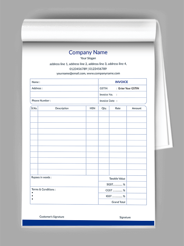Custom Dark Blue Bill Book