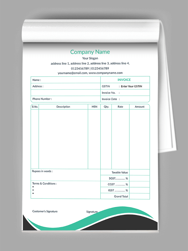 Custom Pattern Bill Book