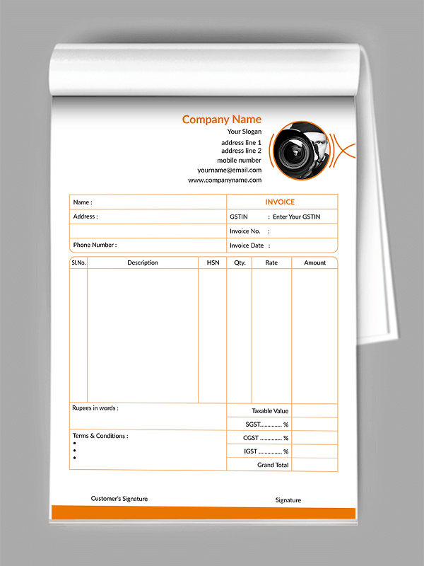 Custom Orange Bill Book