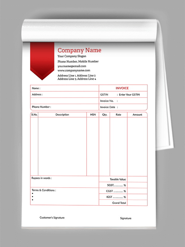 Custom Tailor Bill Book