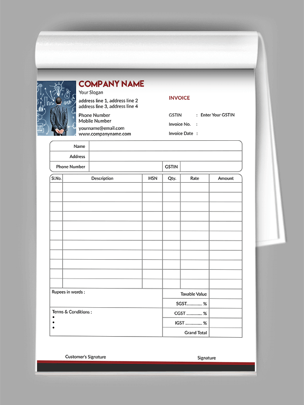 Custom Red And Grey Bill Book