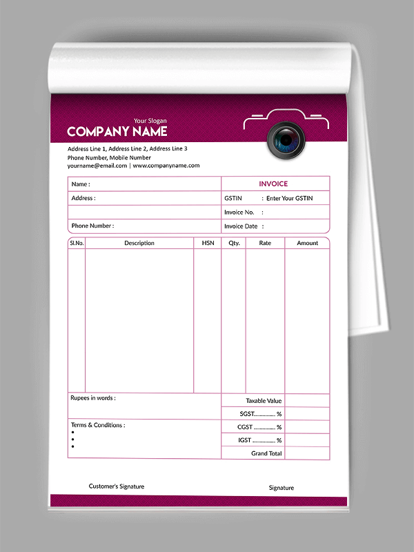 Custom Photographer  Bill Book
