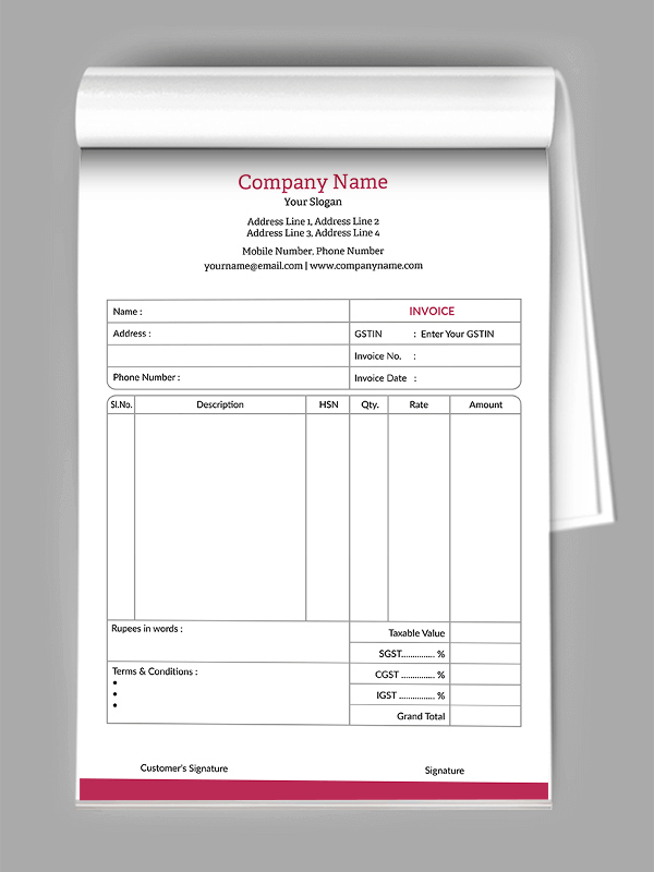 Custom Fashion Bill Book