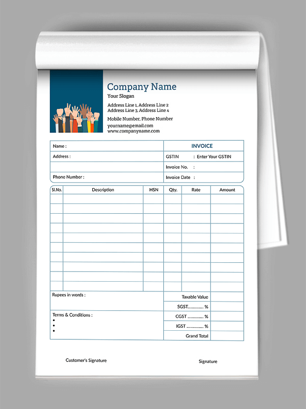 Custom Blue and White Bill Book