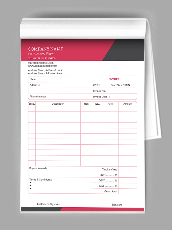 Custom Custom Bill Book