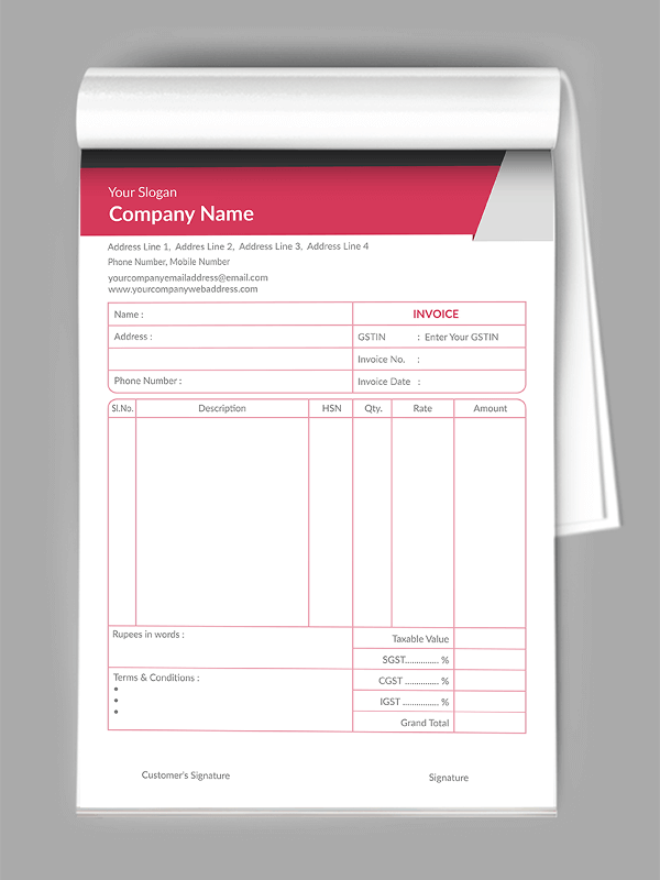 Custom Pink And Grey  Bill Book