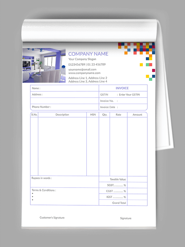 Custom Coloful Pattern Bill Book
