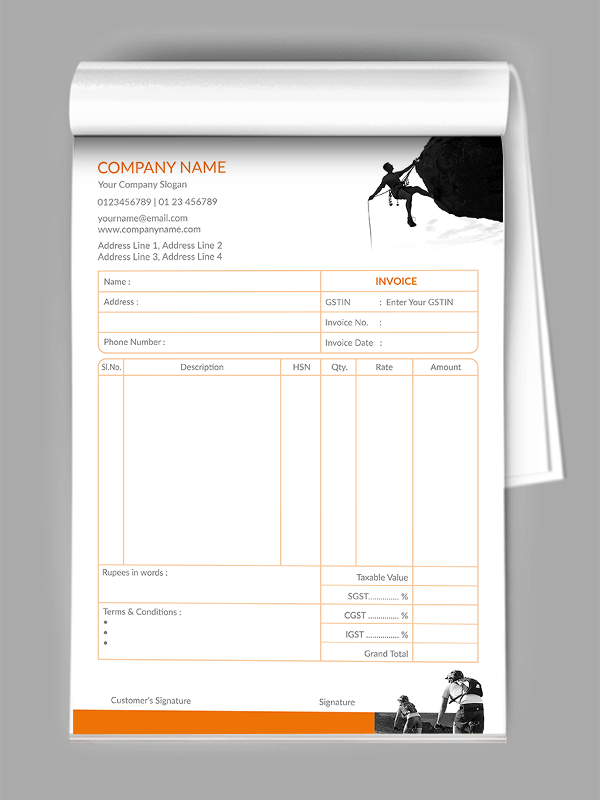 Custom Bicycle Shop Bill Book