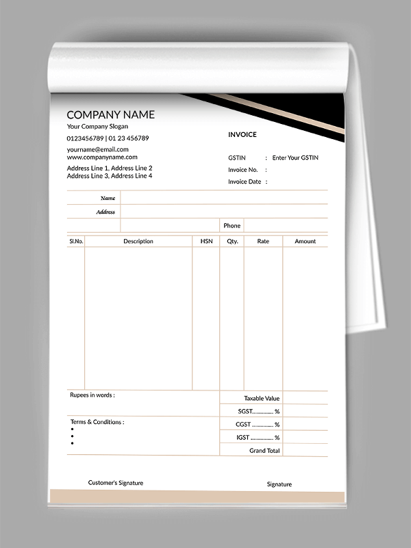 Custom Contractor Bill Book
