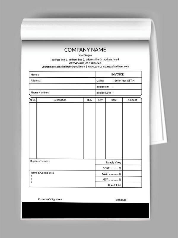 Custom Premium Bill Book