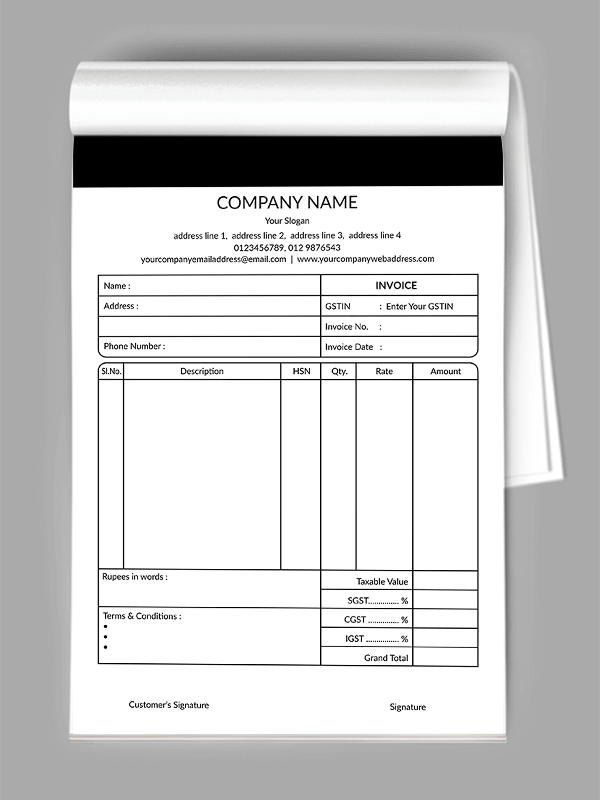 Custom Elegant Bill Book