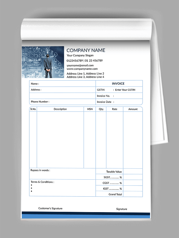 Custom Blue And White Bill Book