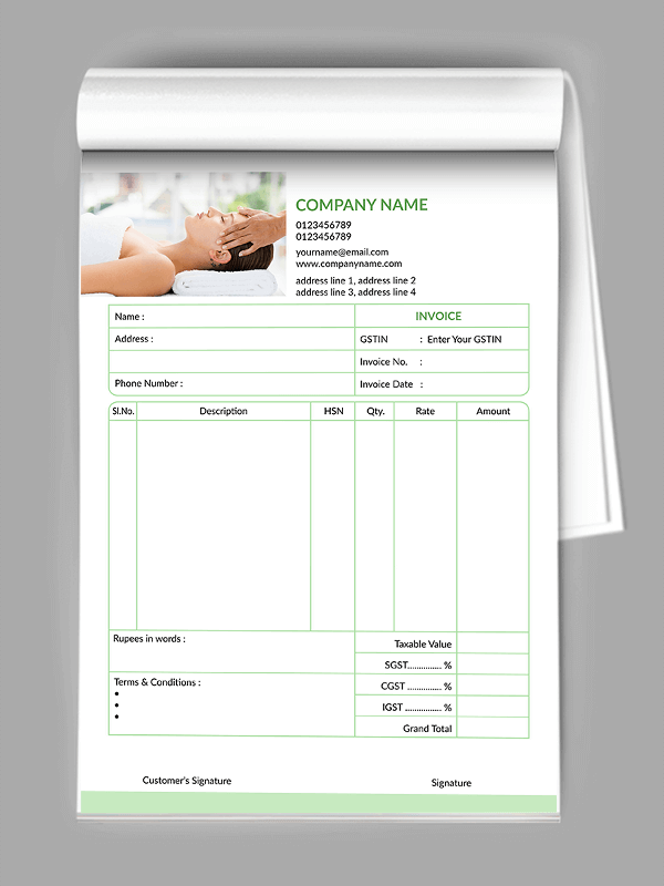 Custom Light Green Bill Book