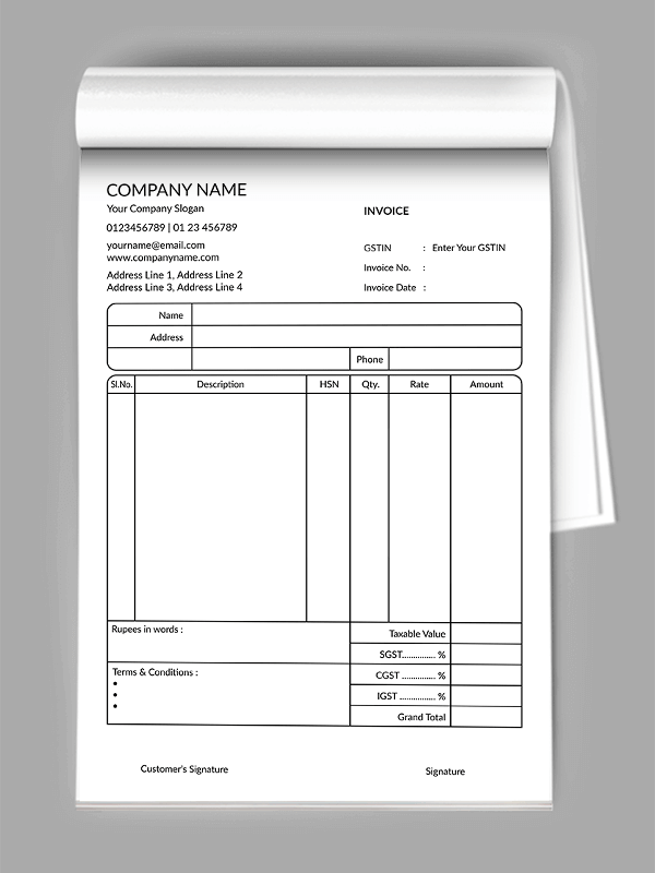 Custom Creamish Bill Book