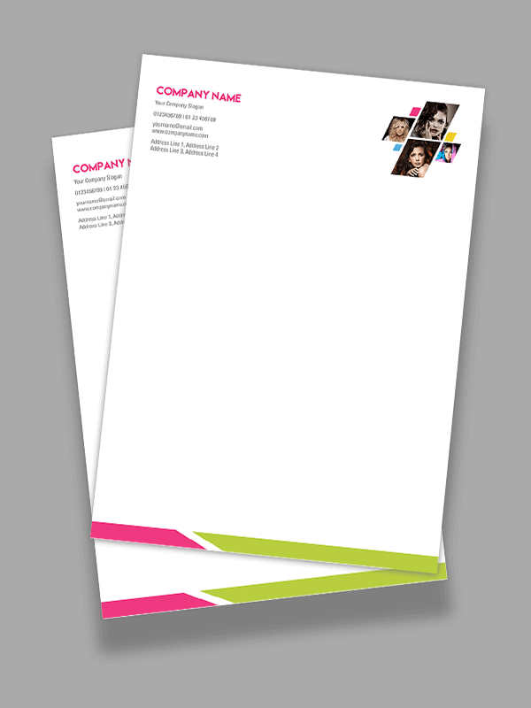 Custom Pink Aand Green Letterhead