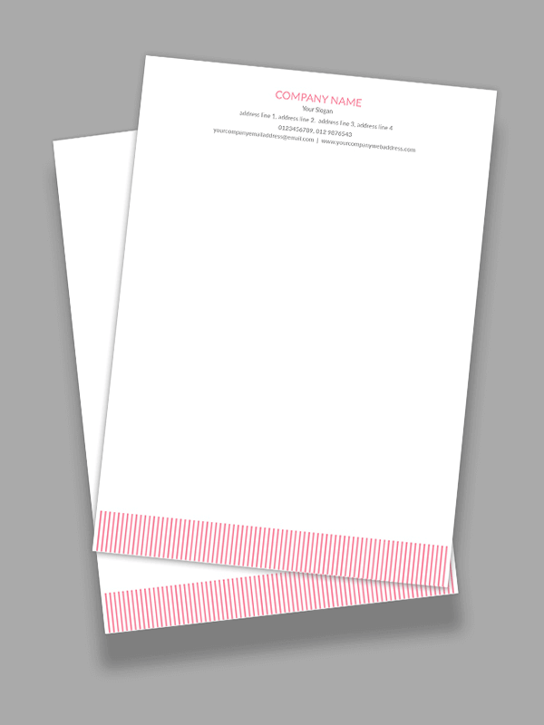Custom Pink Stripes Letterhead