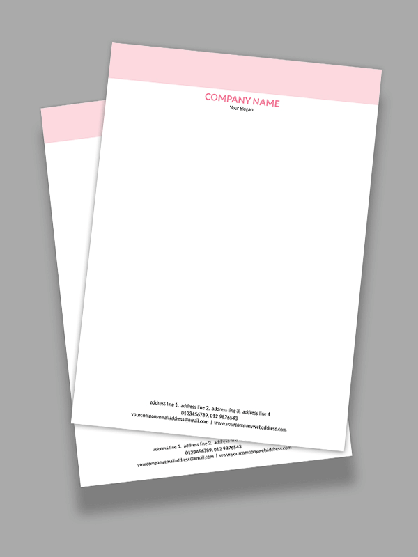 Custom Light Pink Letterhead