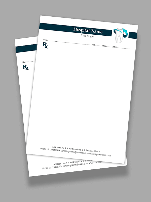 Custom Dental Hospital Medical Prescription Pad Design
