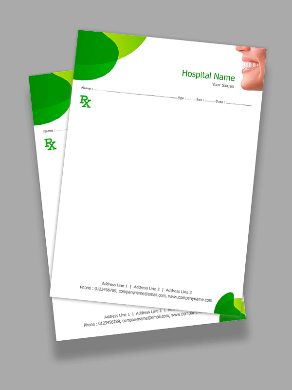 Custom Dental Hospital Prescription Pad Design