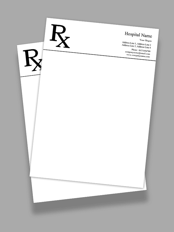 Custom Simple Black & White Prescription Pad Design
