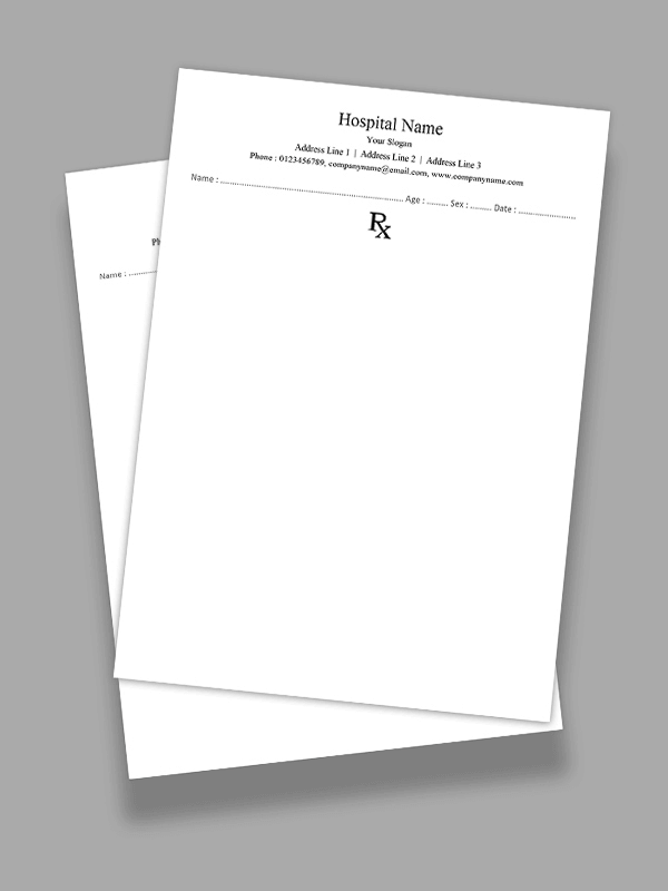 Custom Simple Black & White Prescription Pad Design
