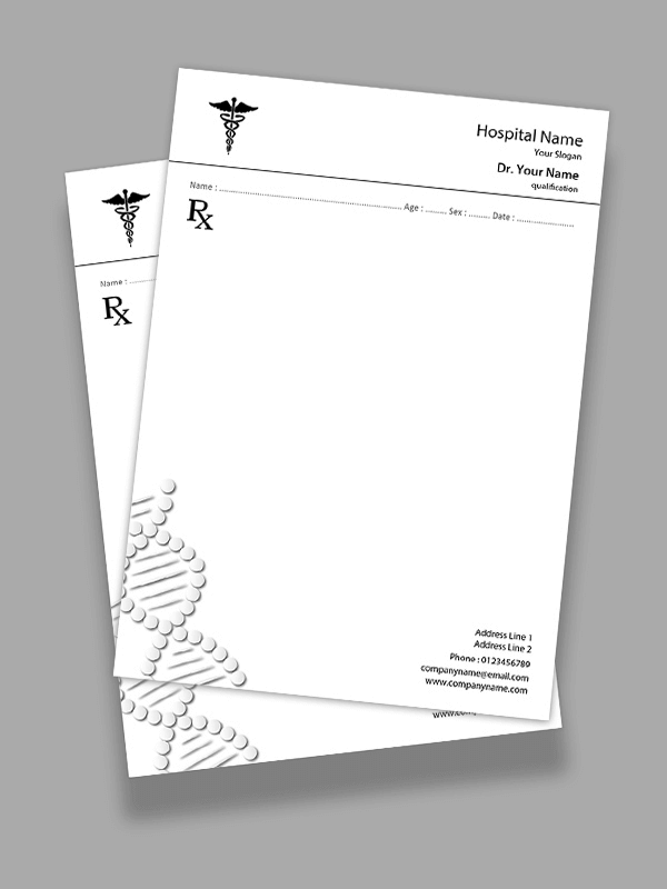 Custom neurologist Black & White Prescription Pad Design