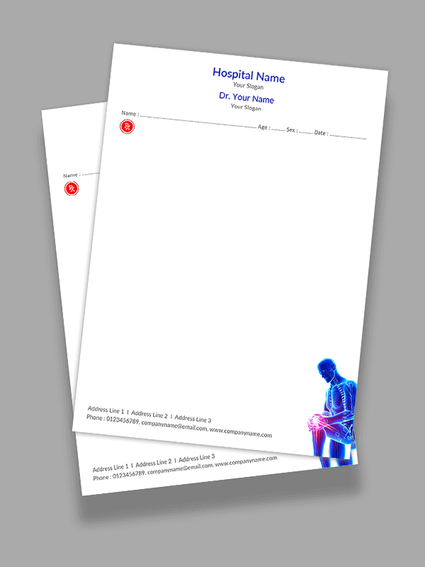 Custom Orthopedic Hospital Prescription Pad Design
