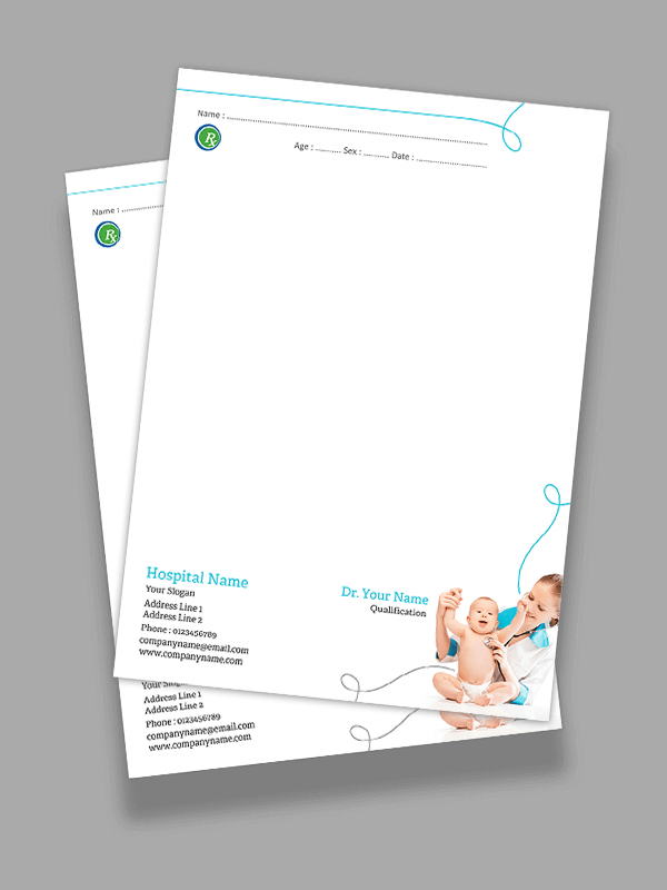 Custom Baby Care Hospital Prescription Pad Design