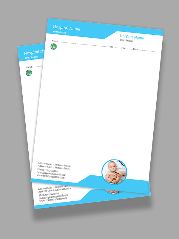 Custom Baby Care Hospital Prescription Pad Design