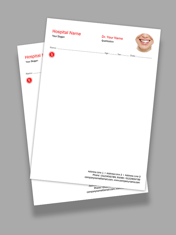 Custom Dental Hospital Prescription Pad Design
