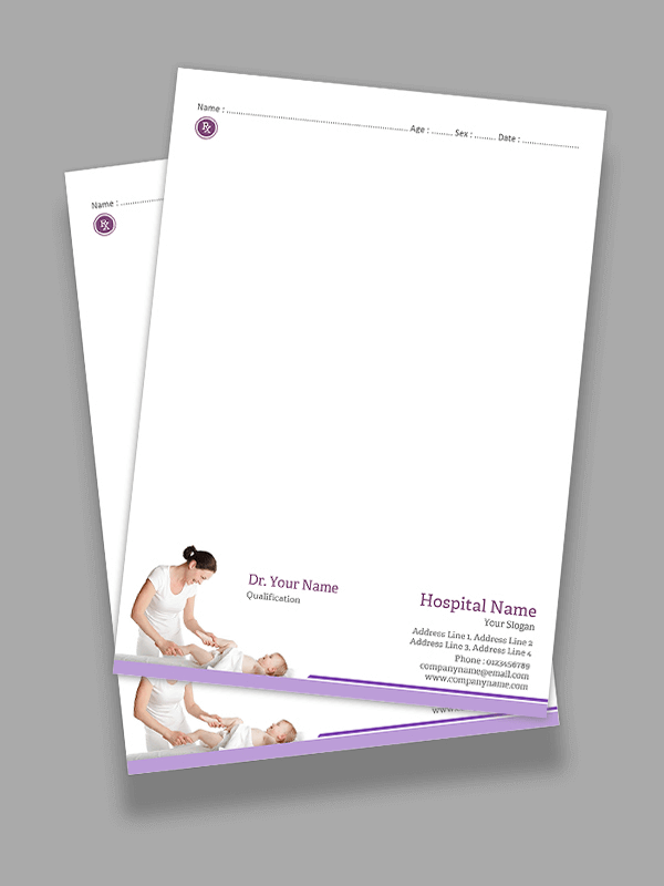 Custom Baby Care Hospital Prescription Pad Design