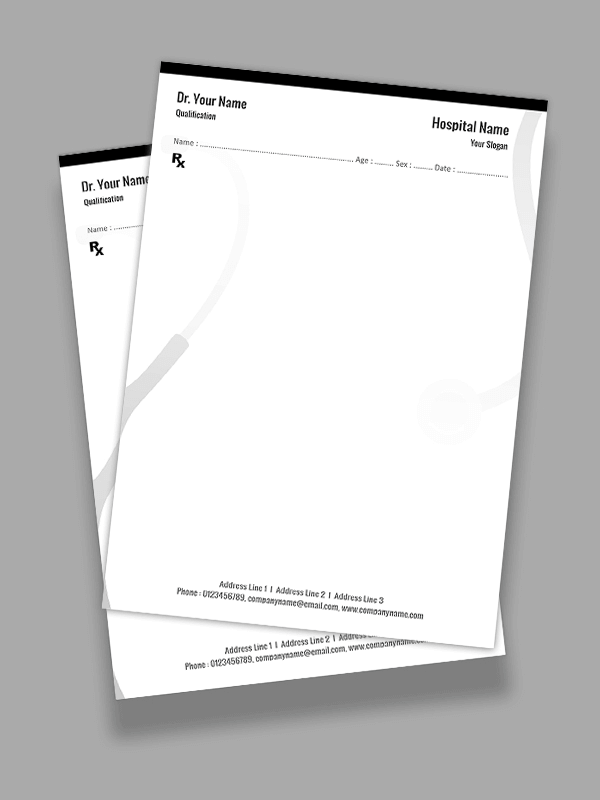 Custom Simple Black & White Prescription Pad Design