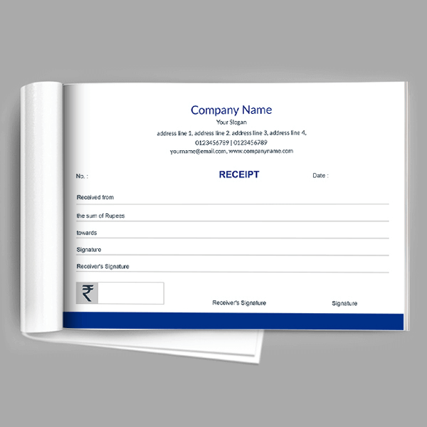 Custom Dark Blue Receipt Book