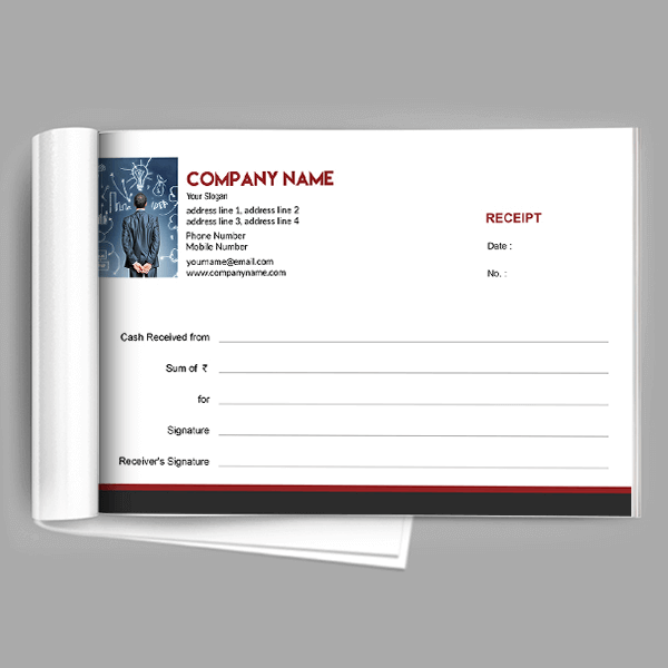 Custom Red And Grey Receipt Book