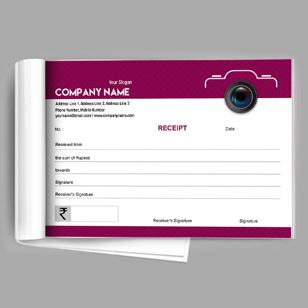 Custom Photographer  Receipt Book