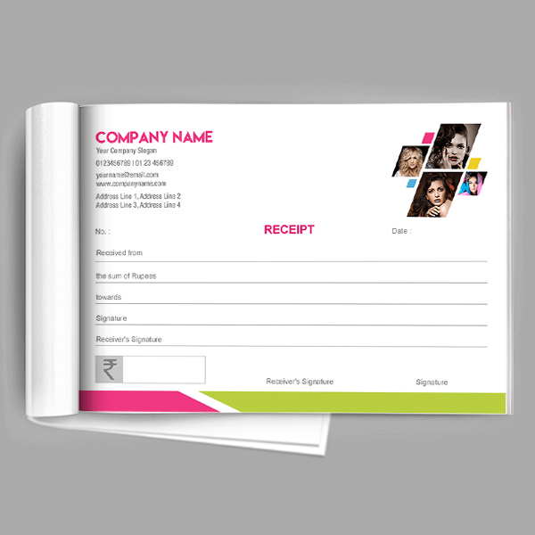 Custom Pink Aand Green Receipt Book