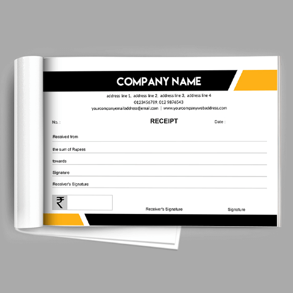 Custom Black And Yellow Receipt Book