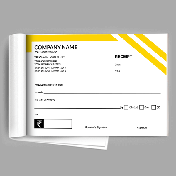 Custom Yellow and Black Receipt Book