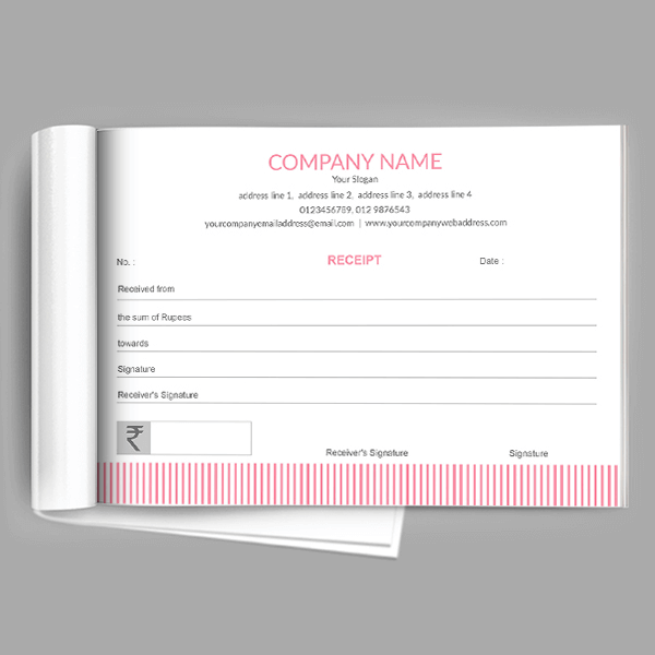 Custom Pink Stripes Receipt Book
