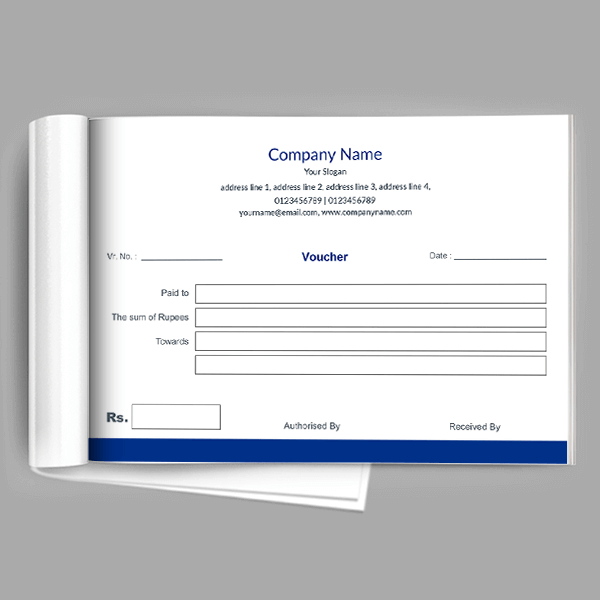 Custom Dark Blue Voucher Book